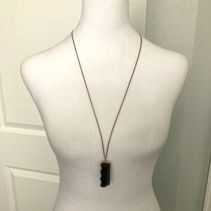 Black Onyx, long chain necklace.